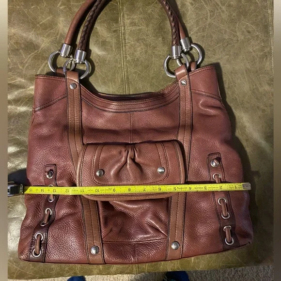 B Makowsky Large Brown Leather Purse Bag - Picture 5 of 10